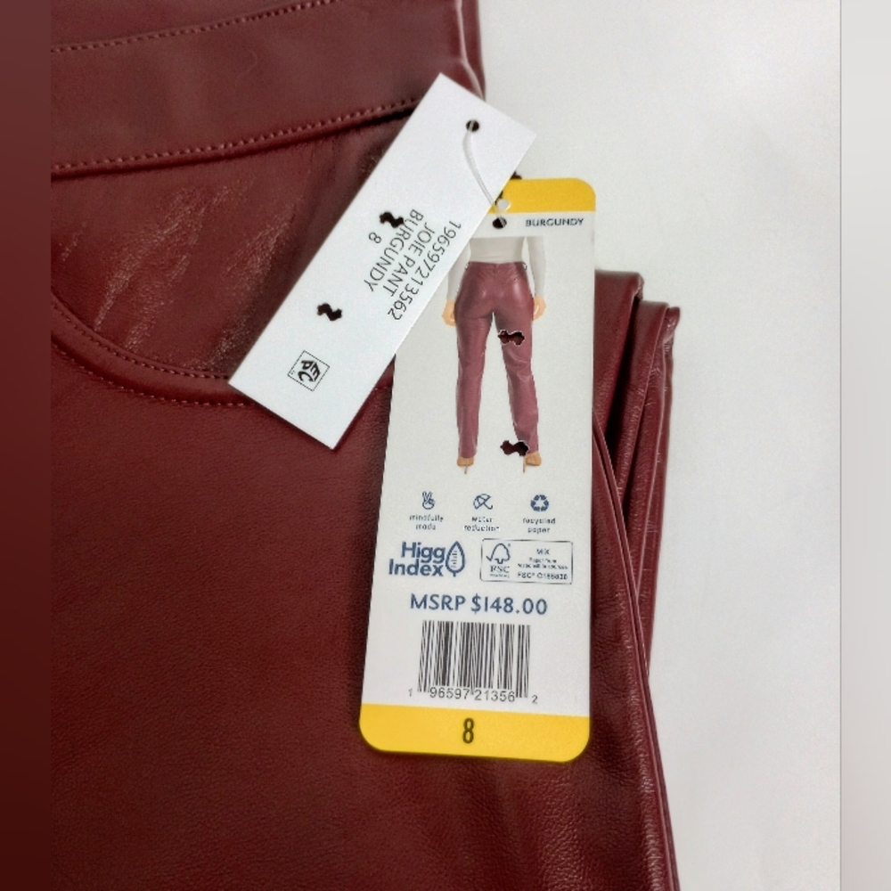 NWT Women's Joie Pant faux leather burgundy pants, size 8 - Picture 7 of 10